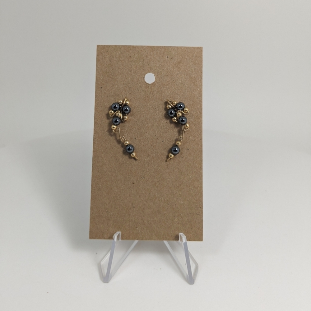 Gorgeous Hematite Beaded Earrings, Ear Vines, Handmade Jewelry, Gift Ideas